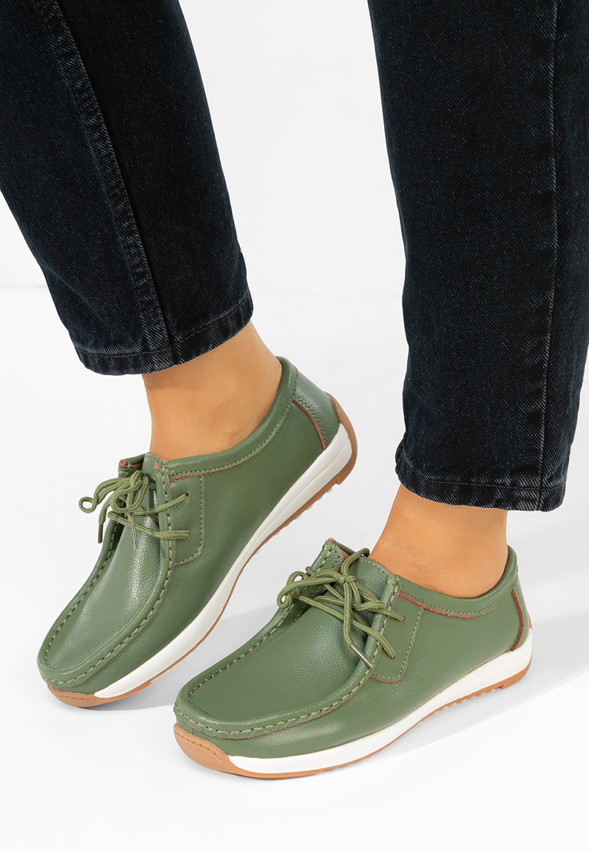 Мокасини от естествена кожа Solenia зелен