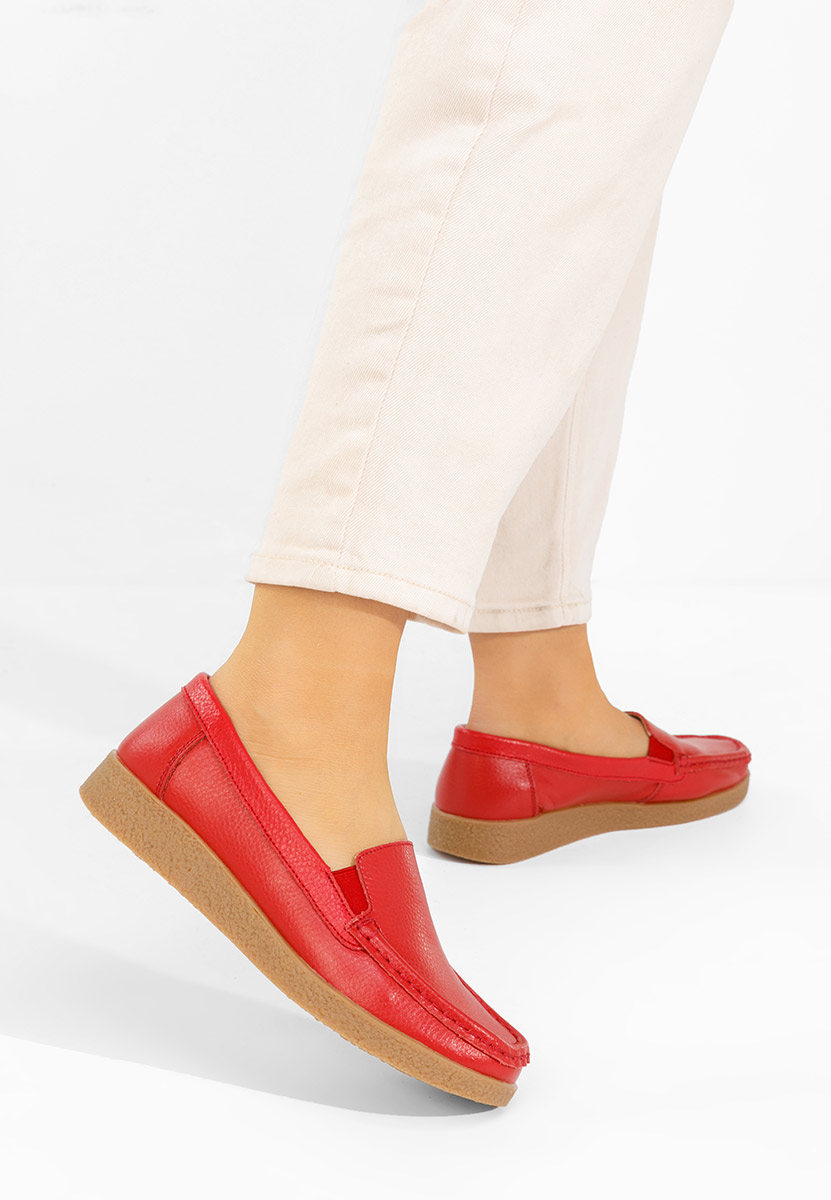 Мокасини от естествена кожа Nerida червен