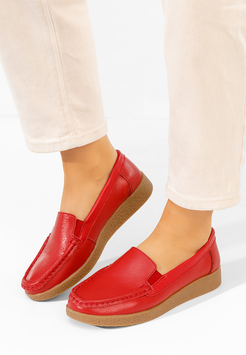 Мокасини от естествена кожа Nerida червен