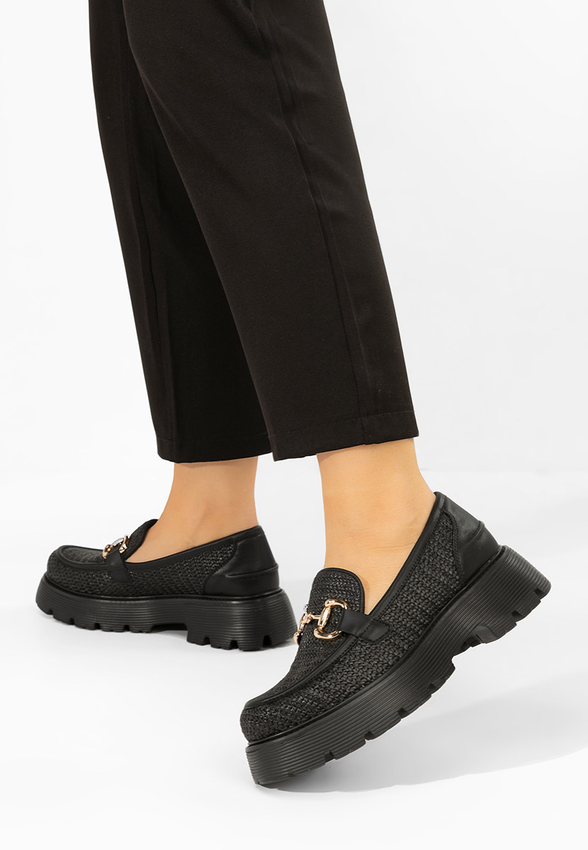 Дамски мокасини естествена кожа Yolandia черни