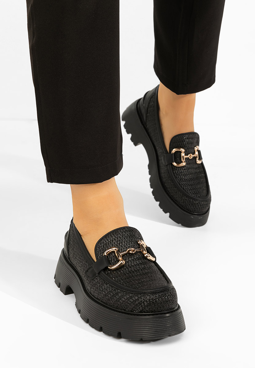 Дамски мокасини естествена кожа Yolandia черни