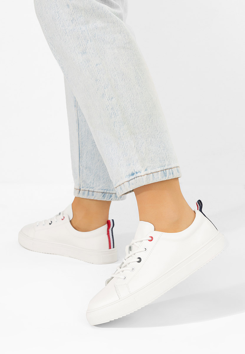 Ежедневни обувки естествена кожа Cataleia бели