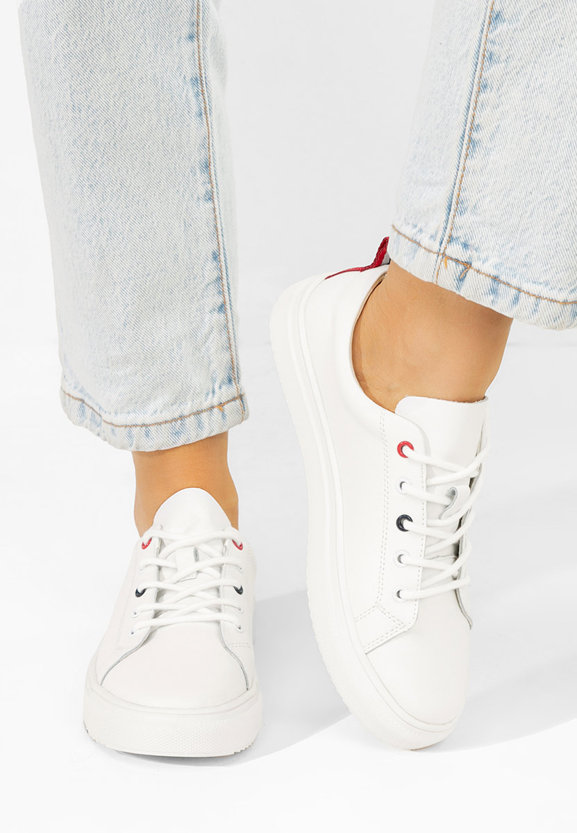 Ежедневни обувки естествена кожа Cataleia бели