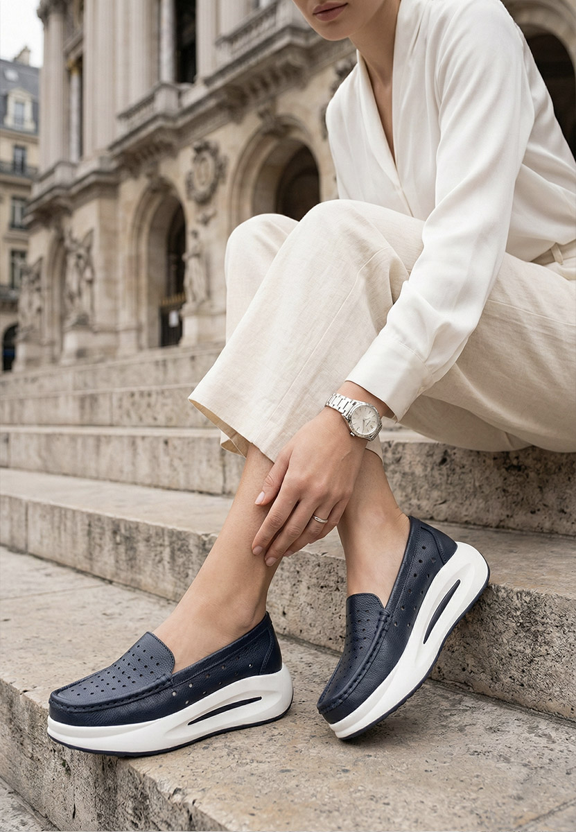 Mокасини на платформа Laurea военно син