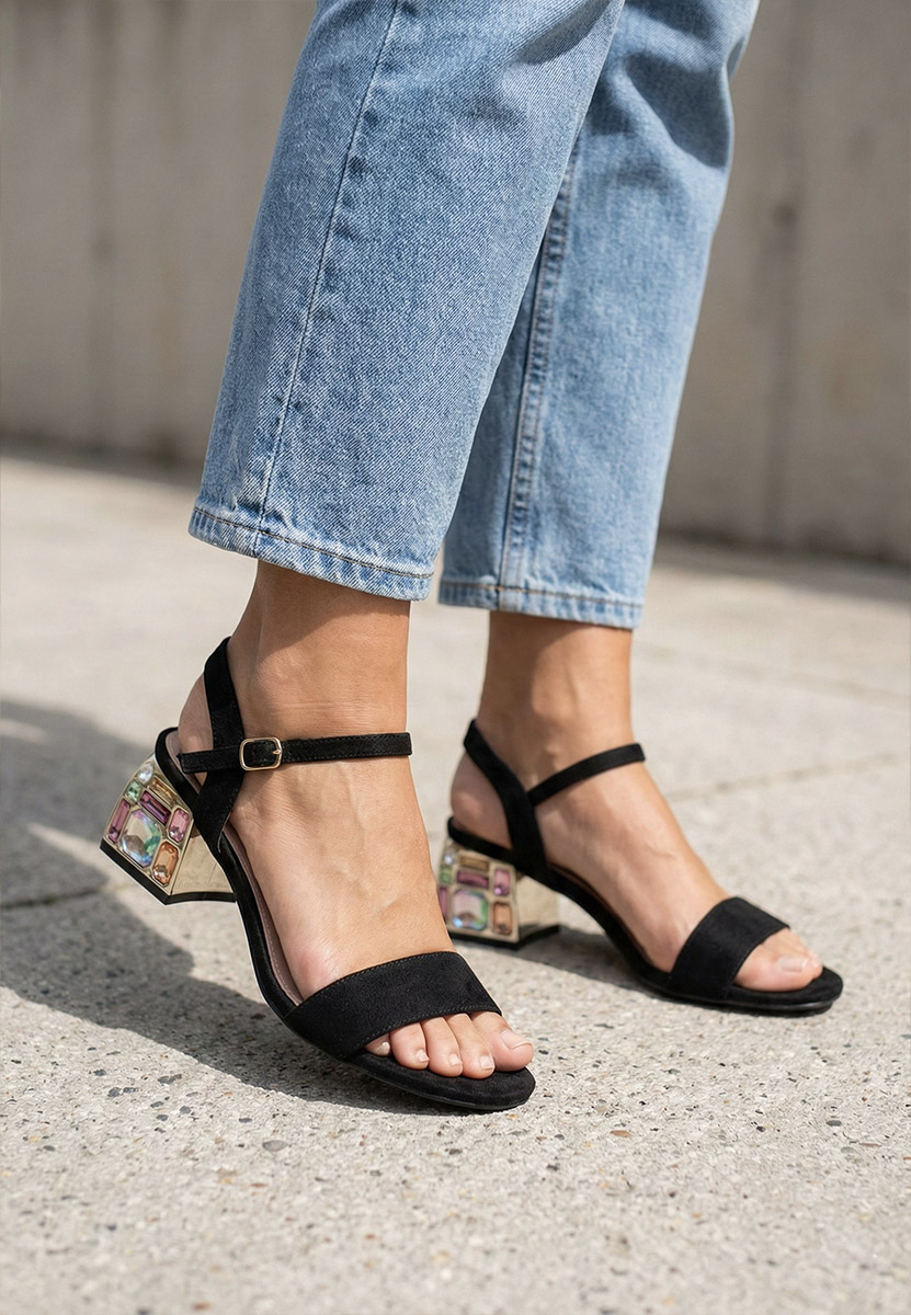 Сандали на ток Adreena черен