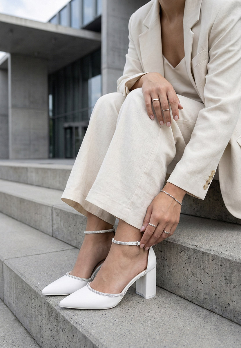 Обувки на ток Iustina бели