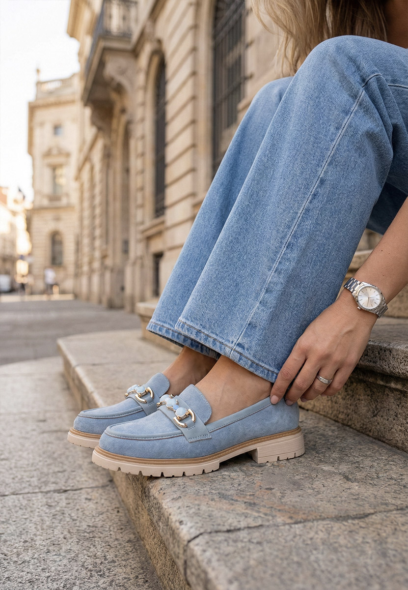 Дамски мокасини Amberlin син