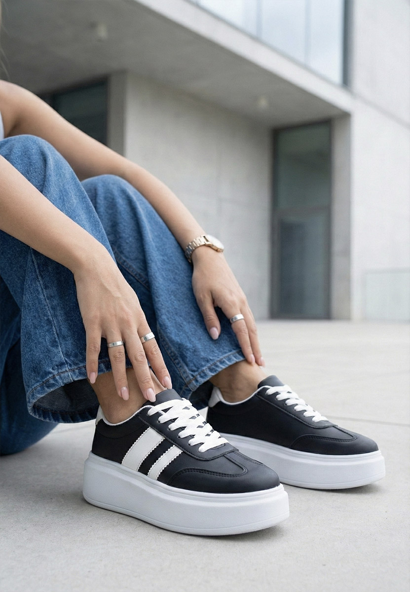 Cникърси на платформа Semana черни