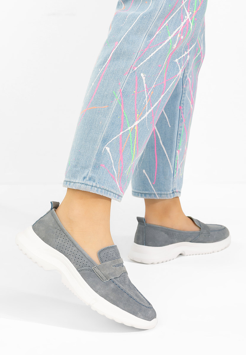 Дамски мокасини естествена кожа Raluka сив