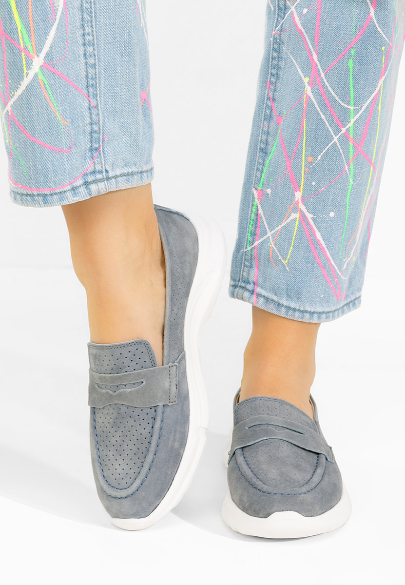 Дамски мокасини естествена кожа Raluka сив