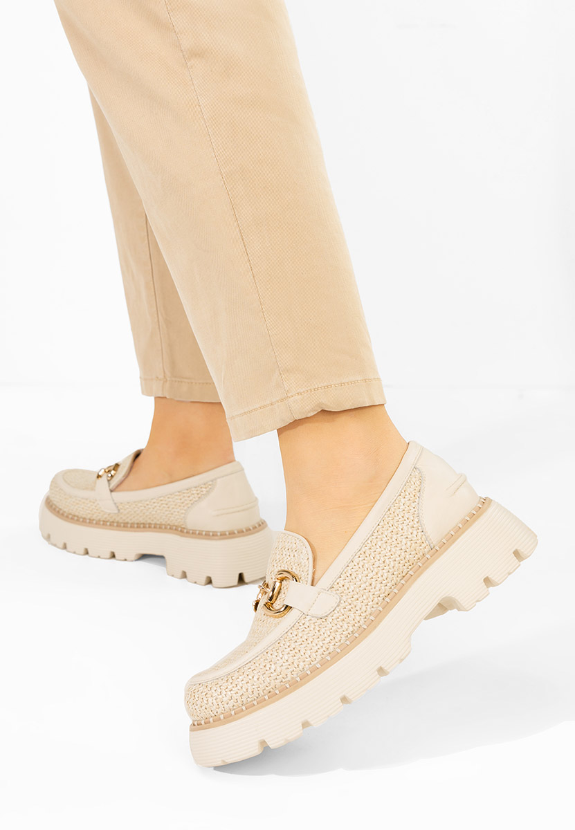 Дамски мокасини естествена кожа Yolandia бежов