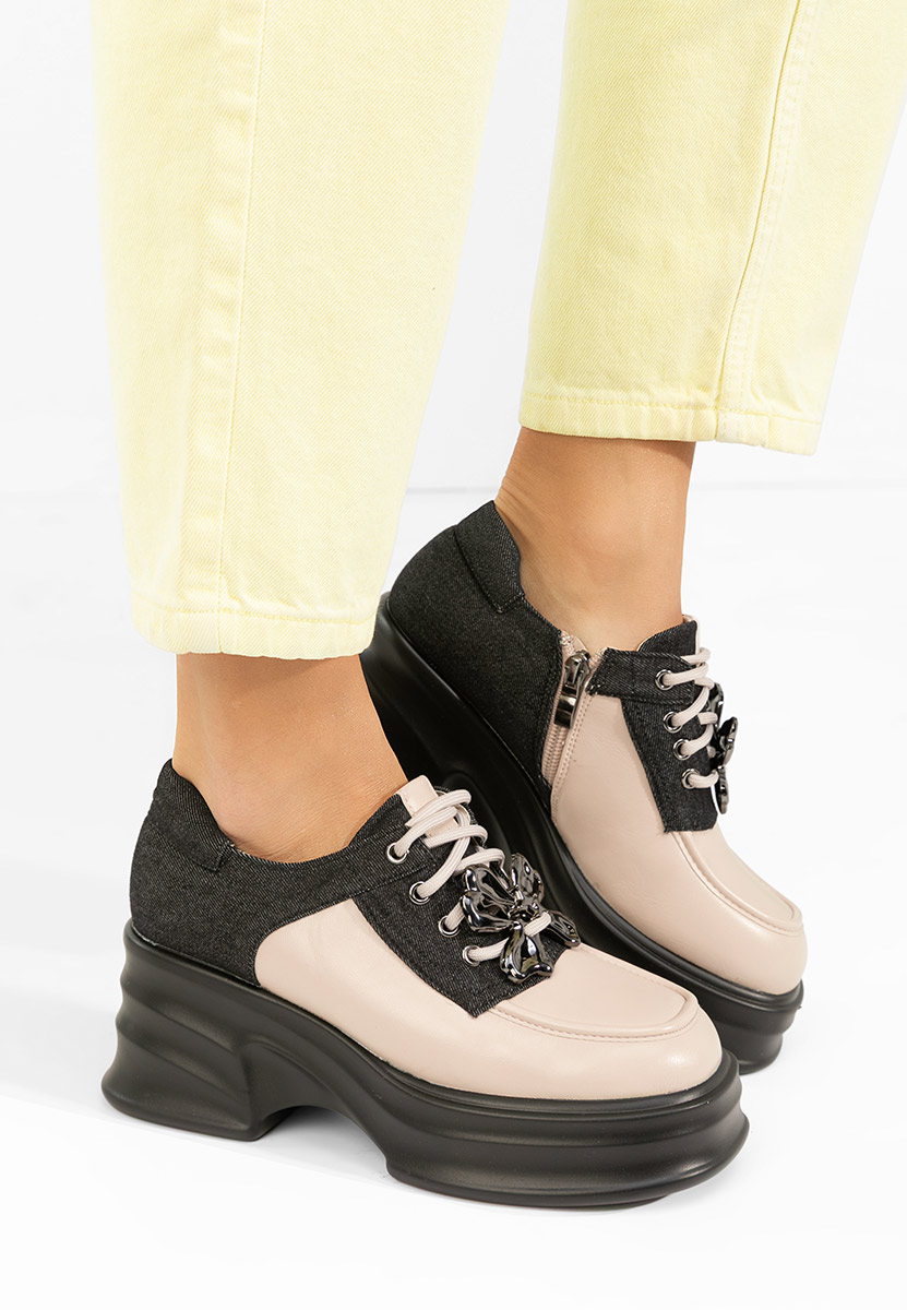 Mокасини на платформа Manilla бежов