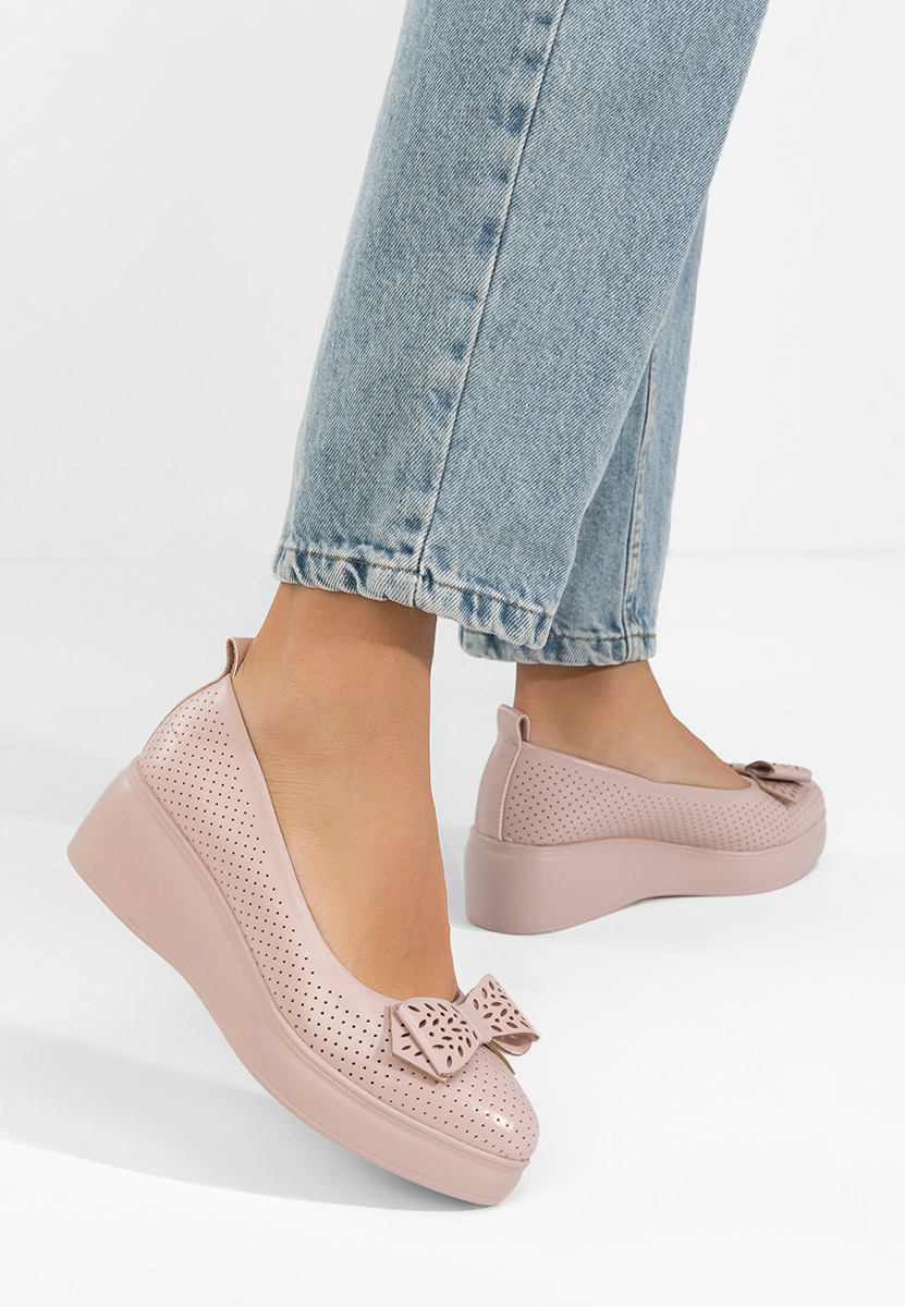 Обувки на платформа Latefa телесен цвят