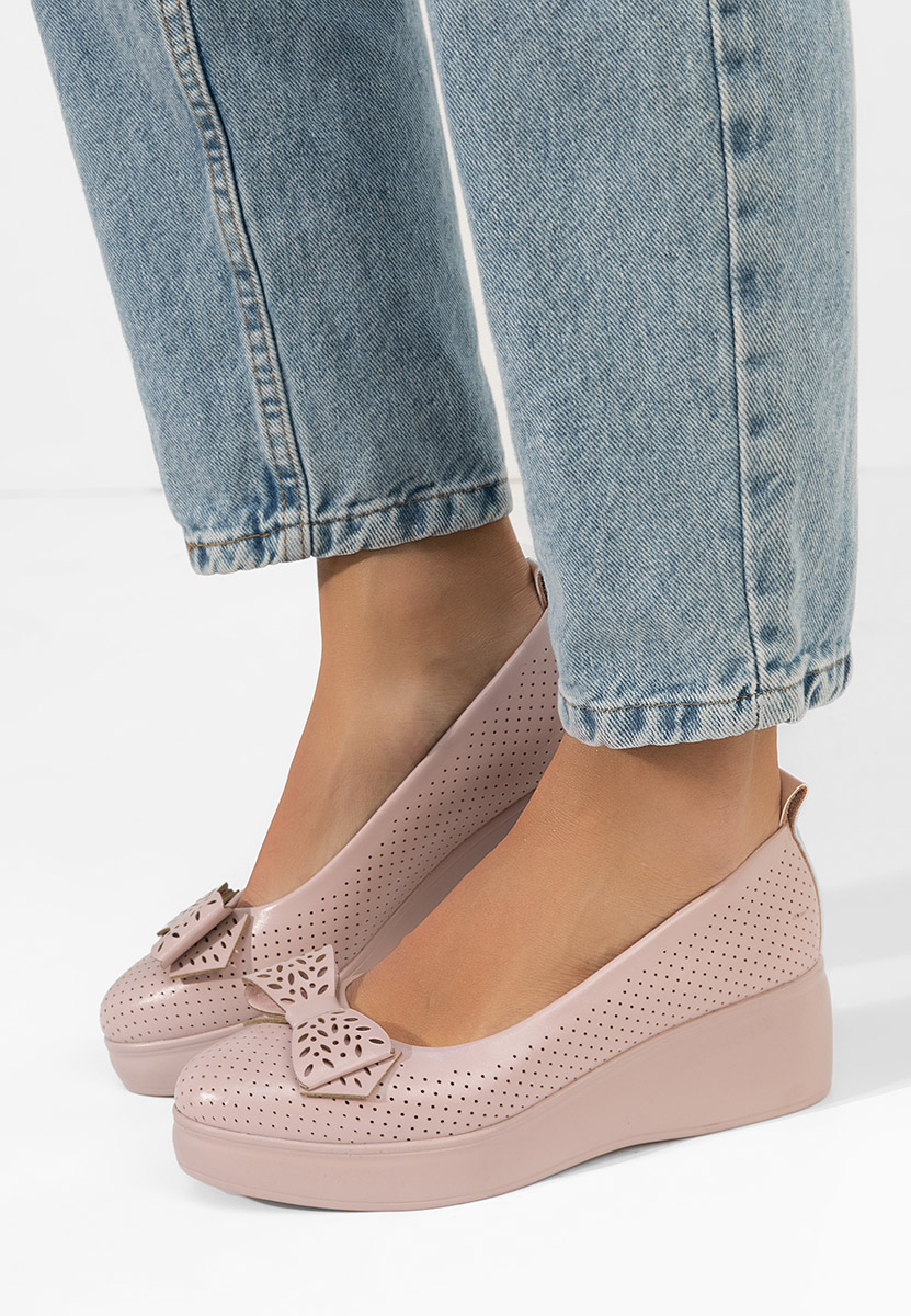 Обувки на платформа Latefa телесен цвят