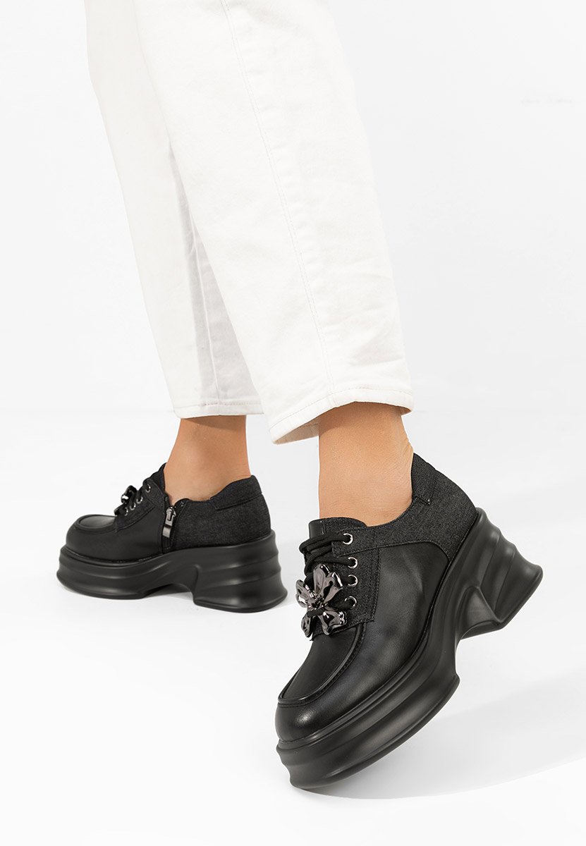 Mокасини на платформа Manilla черни