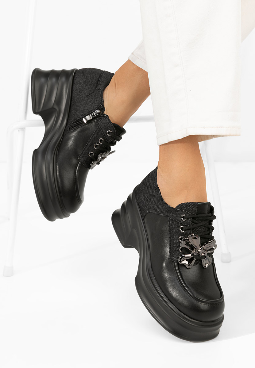 Mокасини на платформа Manilla черни