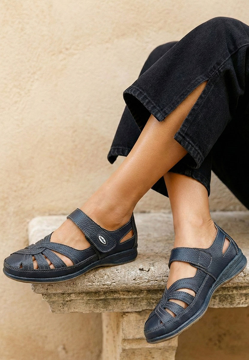 Балерини от естествена кожа Parina син