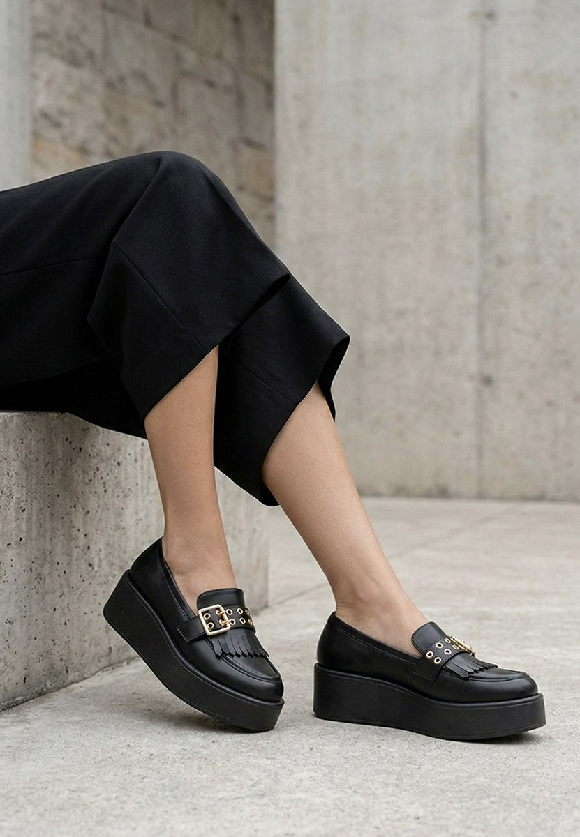 Mокасини на платформа Magie черни