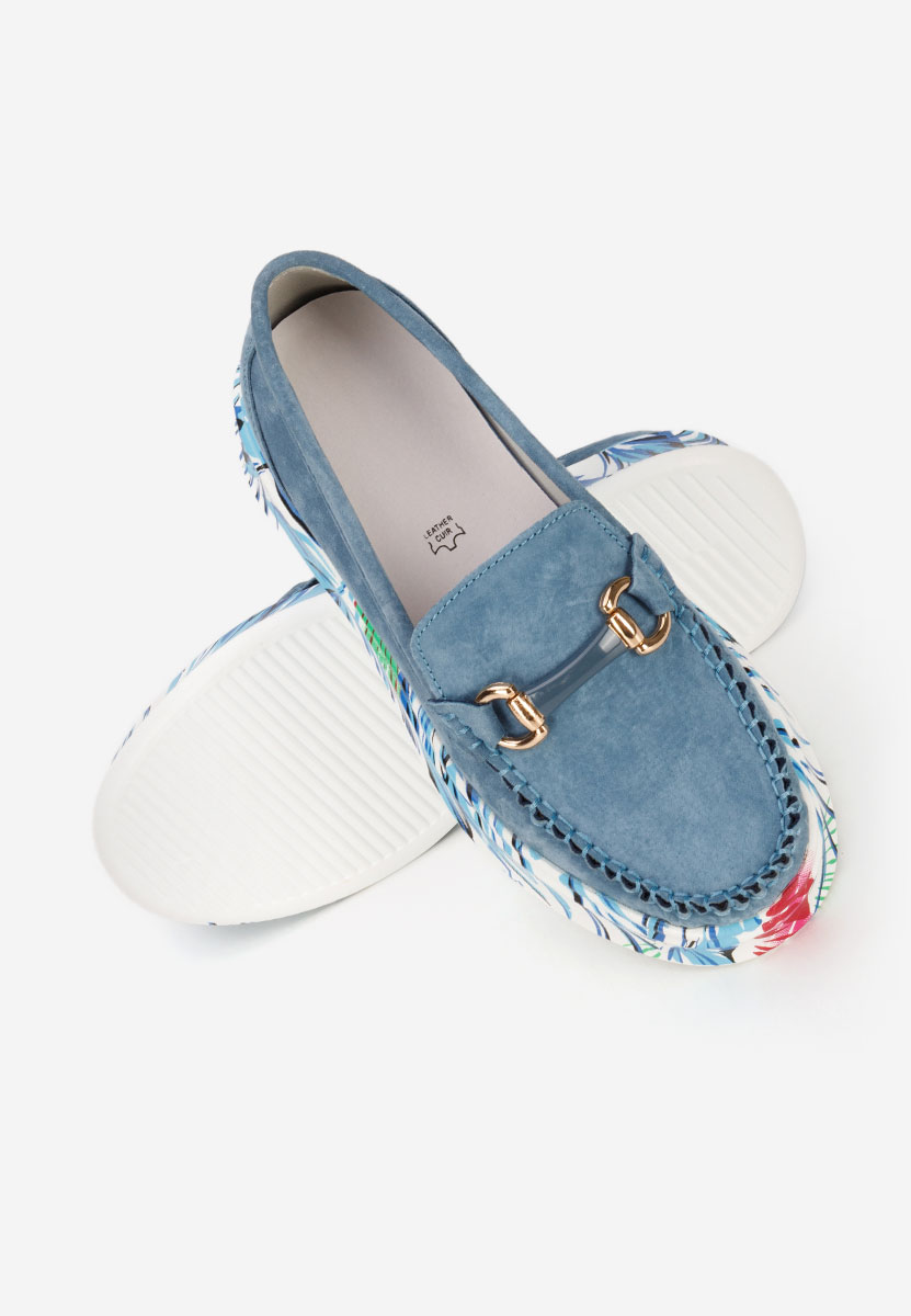 Дамски мокасини естествена кожа Tanielia син