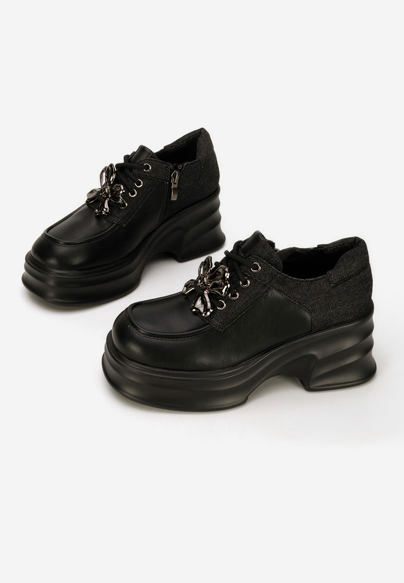 Mокасини на платформа Manilla черни