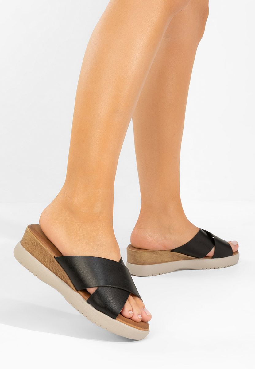 дамски чехли на платформа Jadie черни