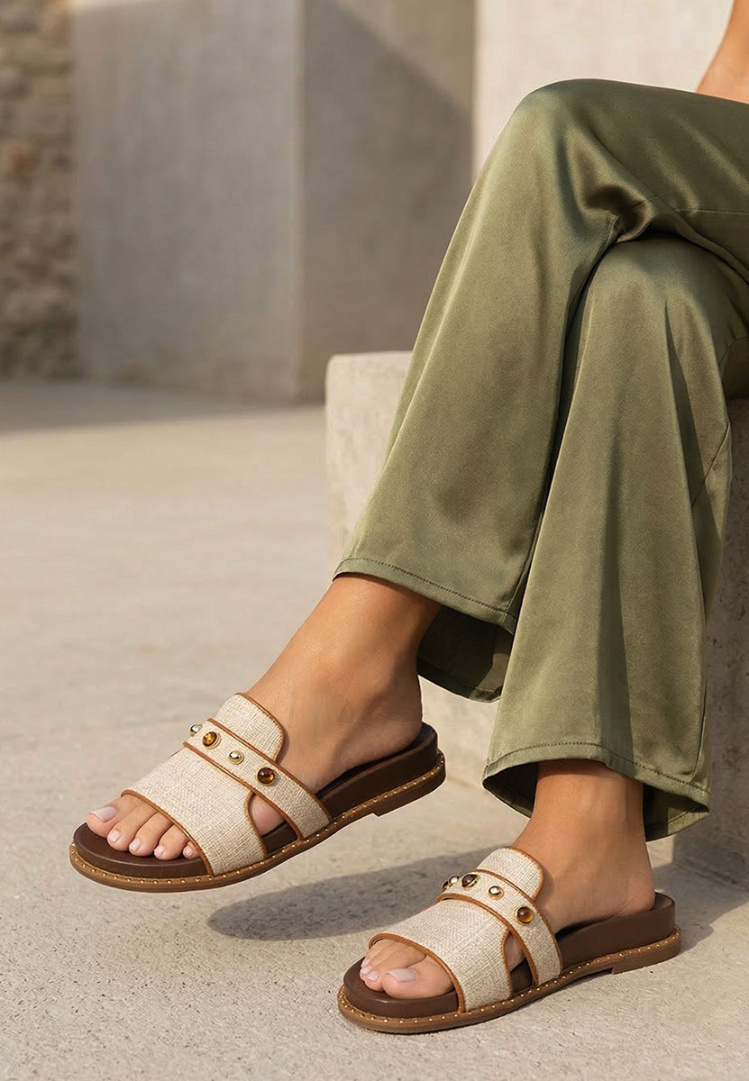 Дамски чехли cu talpa inalta Raniella бежов