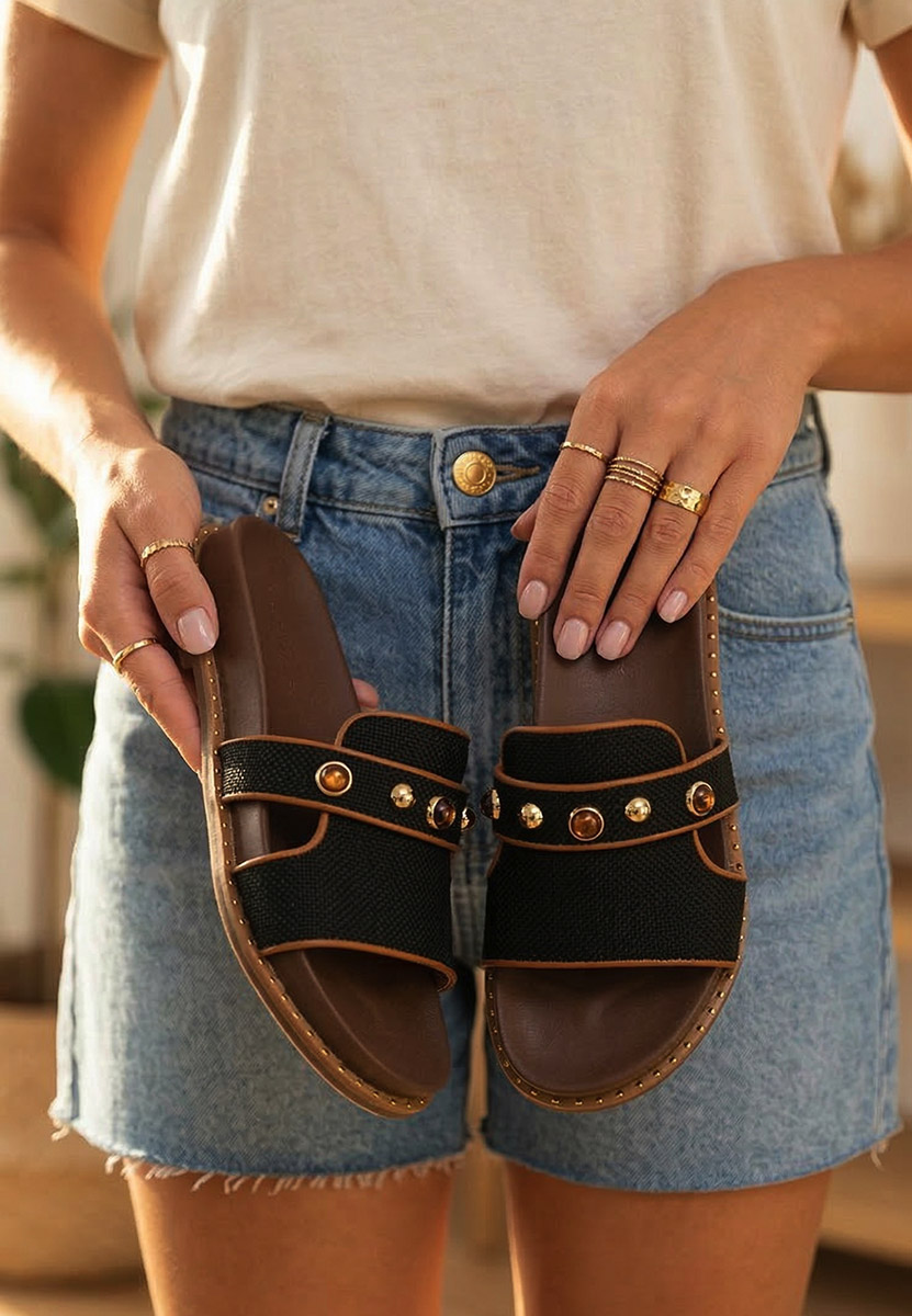 Дамски чехли cu talpa inalta Raniella черни