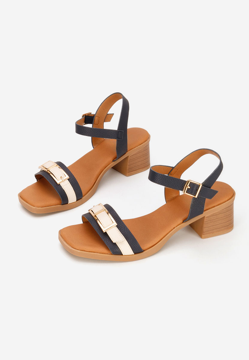 Сандали на ток Iustinia военно син