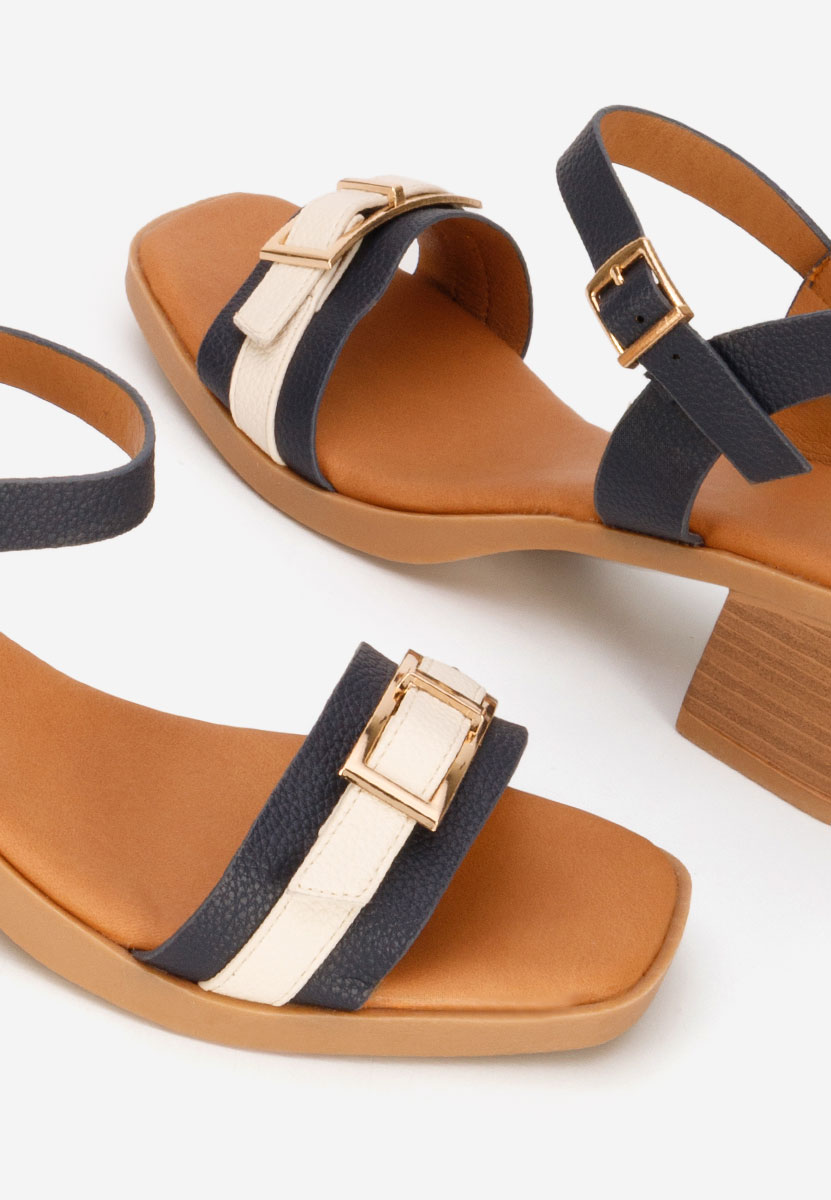 Сандали на ток Iustinia военно син