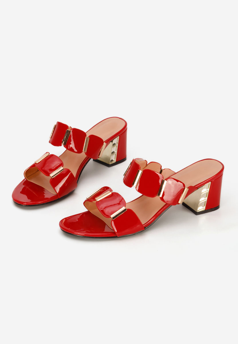 Чехли на ток Raniela червен