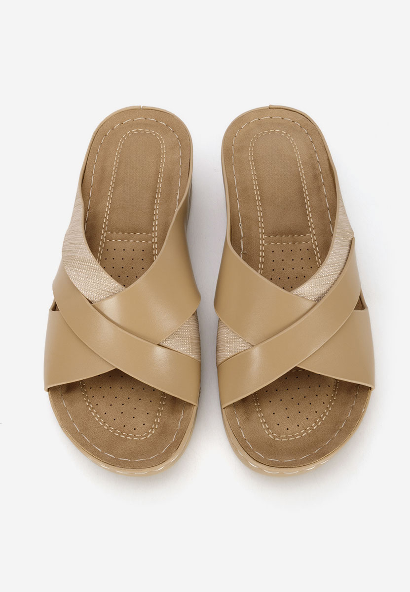 Чехли на платформа Maryna каки