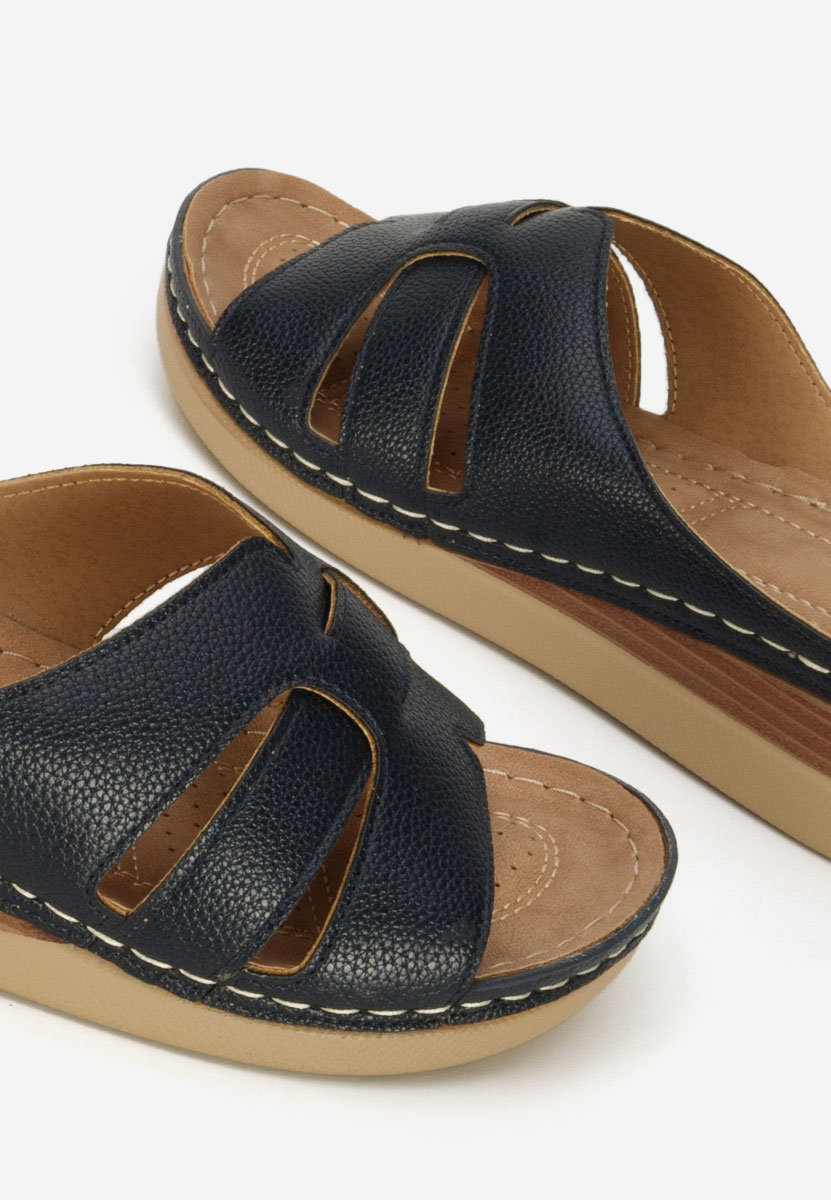 Чехли на платформа Marhta военно син