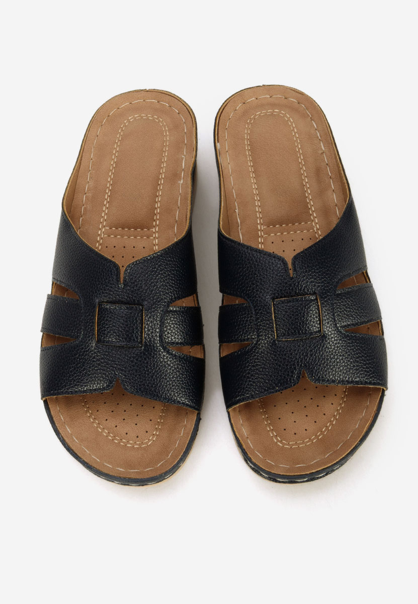 Чехли на платформа Marhta военно син