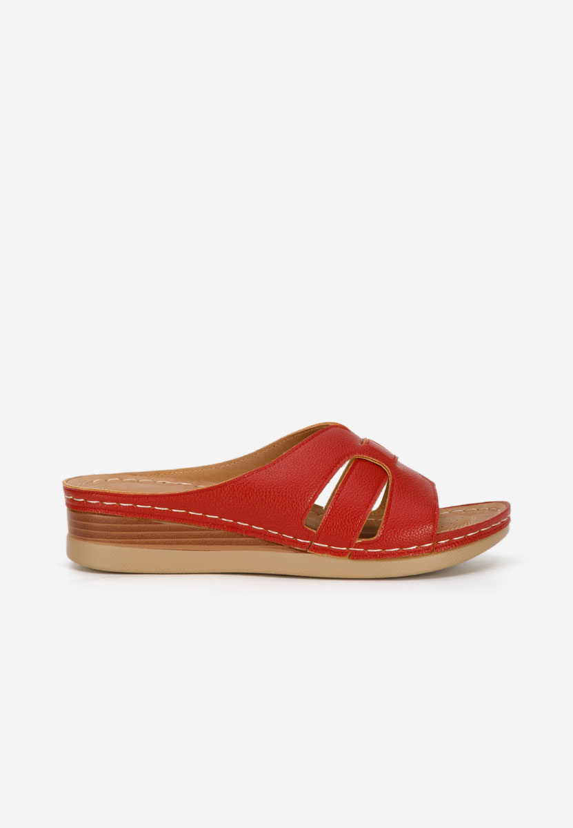 Чехли на платформа Marhta червен