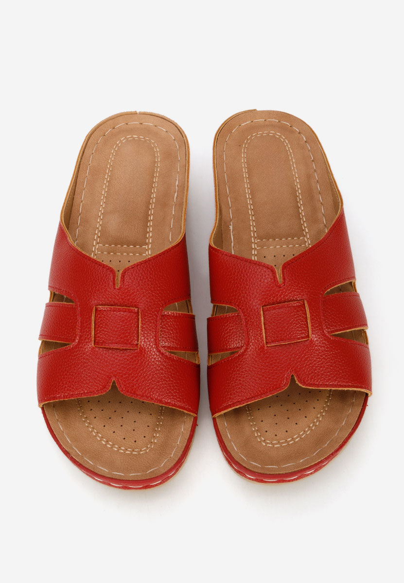 Чехли на платформа Marhta червен