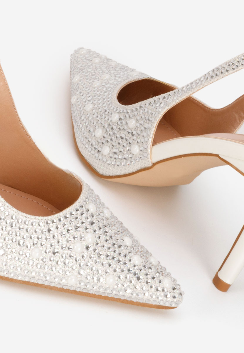 Обувки на ток Irenne бели