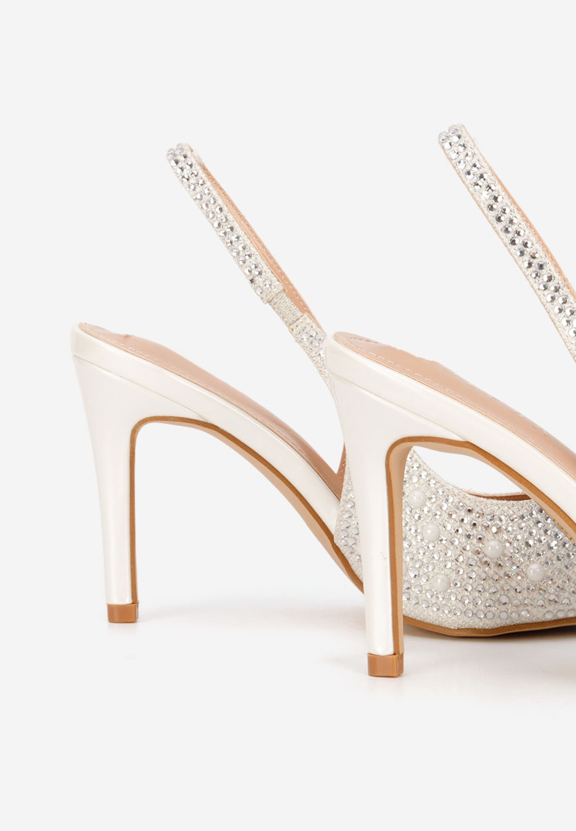 Обувки на ток Irenne бели