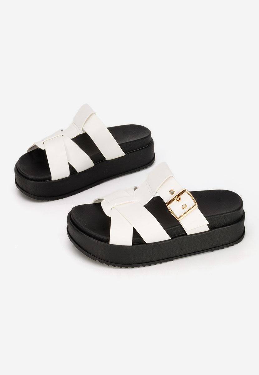 дамски чехли на платформа Inaria бели