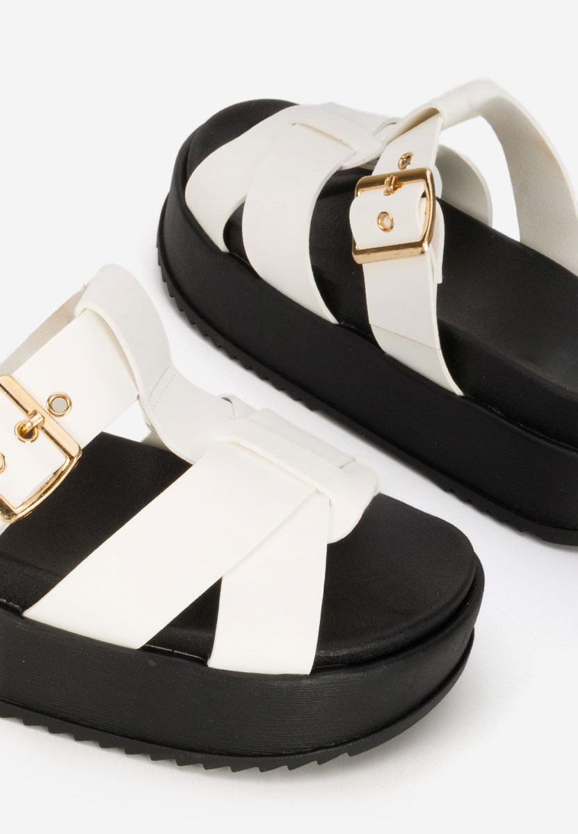 дамски чехли на платформа Inaria бели