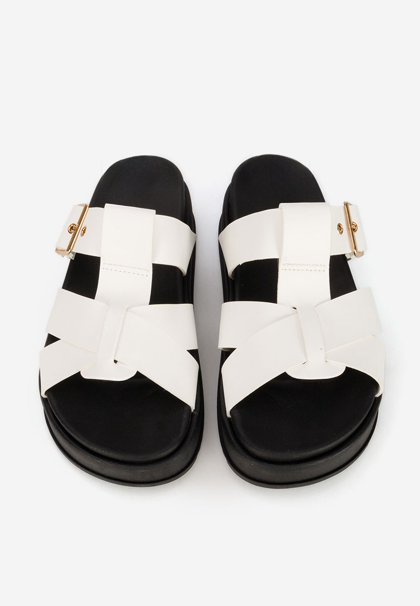 дамски чехли на платформа Inaria бели