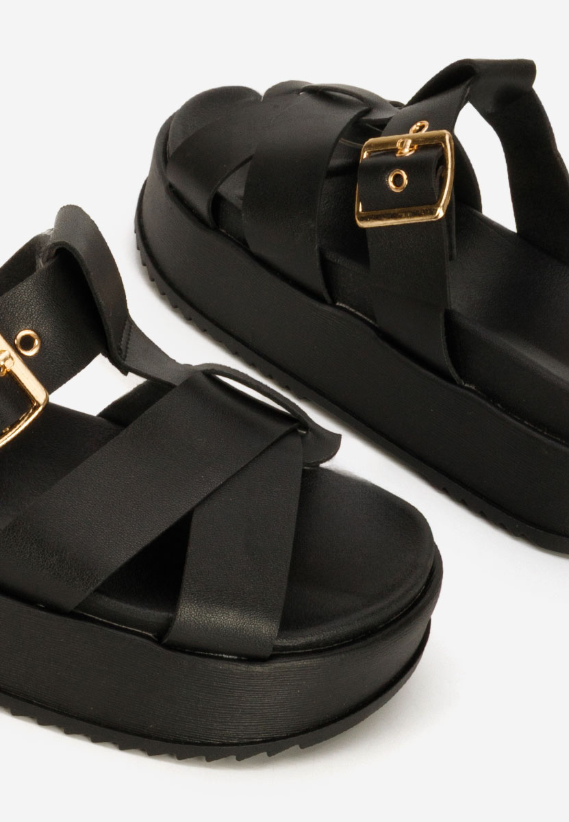 дамски чехли на платформа Inaria черни