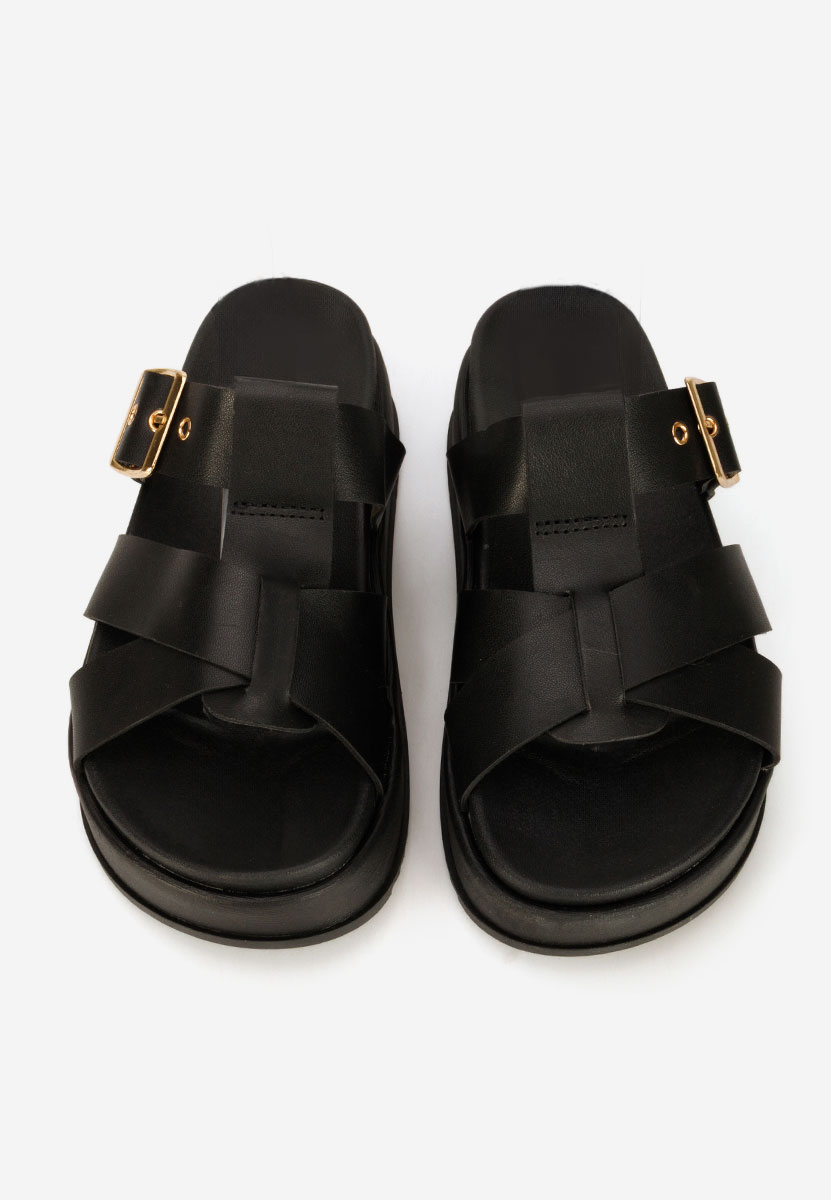 дамски чехли на платформа Inaria черни