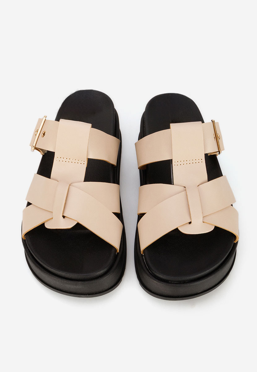 дамски чехли на платформа Inaria бежов