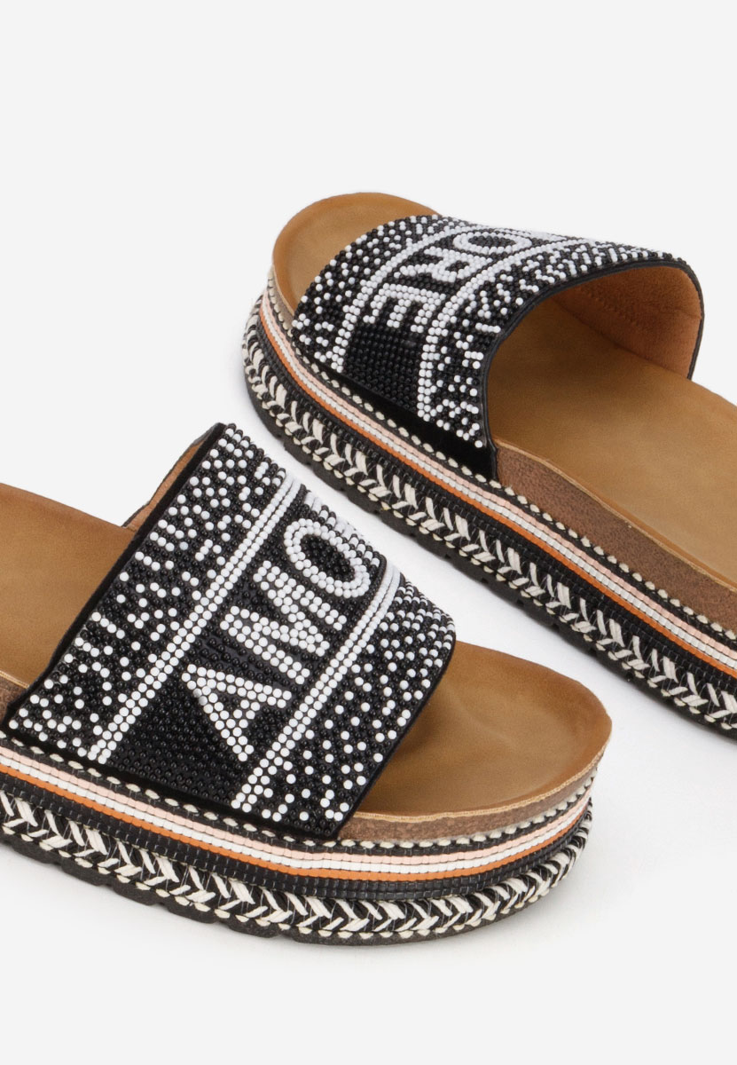 дамски чехли на платформа Alezia черни