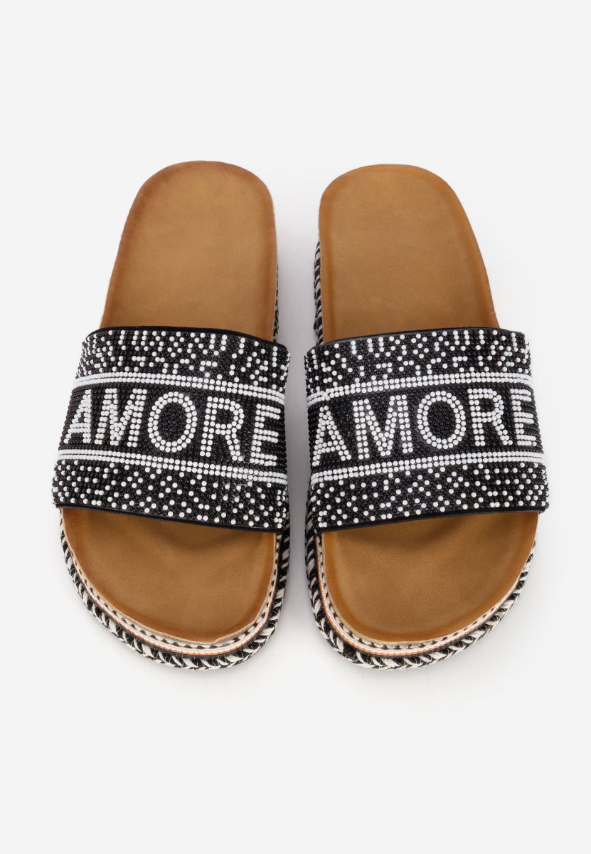 дамски чехли на платформа Alezia черни