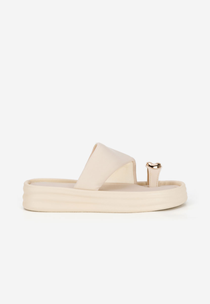 дамски чехли на платформа Alezzia бежов