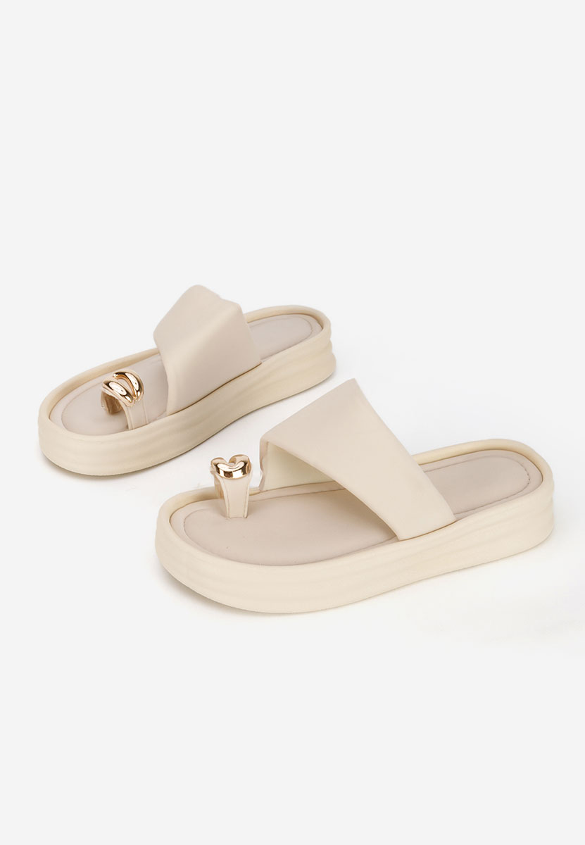 дамски чехли на платформа Alezzia бежов