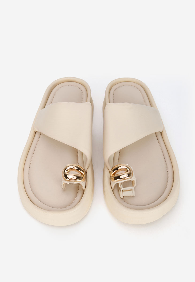 дамски чехли на платформа Alezzia бежов