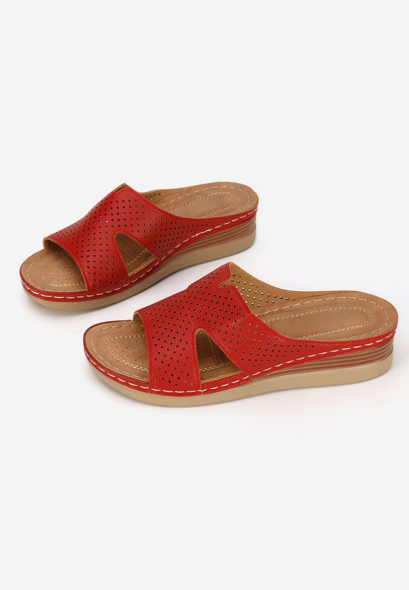 Чехли на платформа Hermana Винено червено