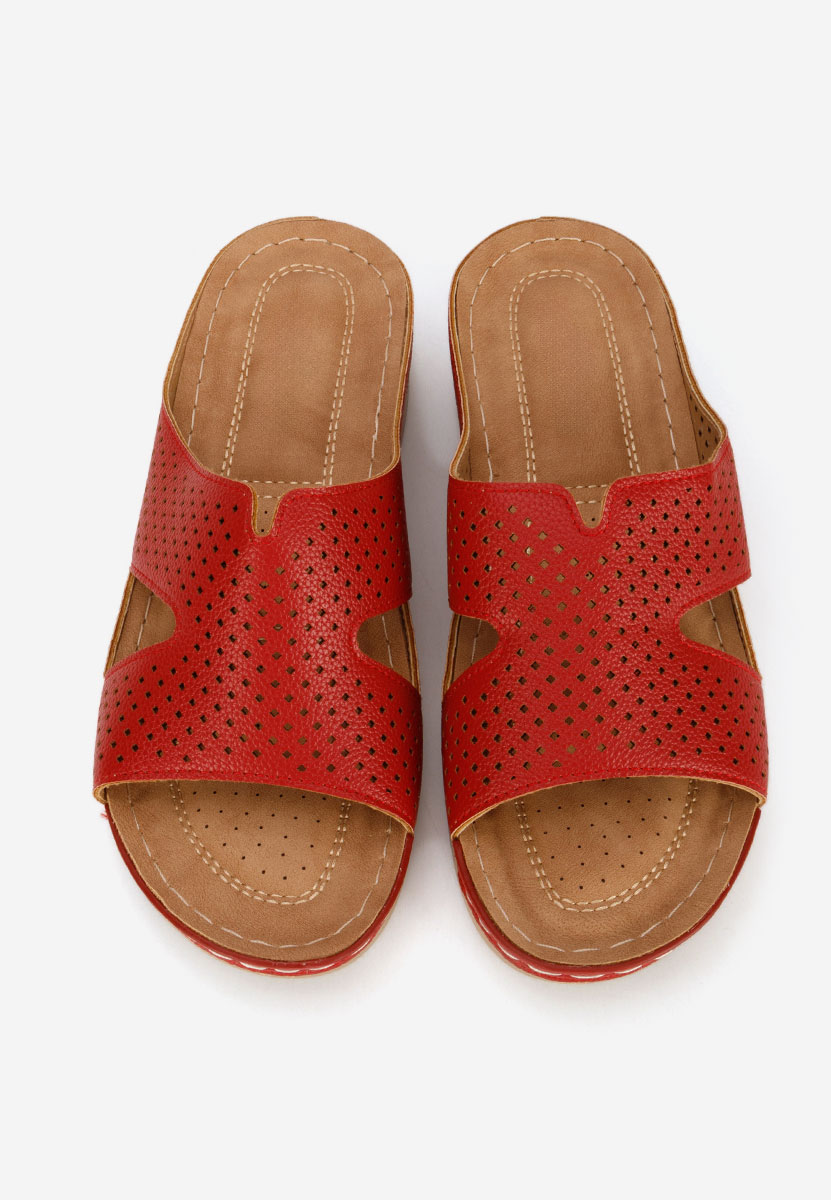 Чехли на платформа Hermana Винено червено